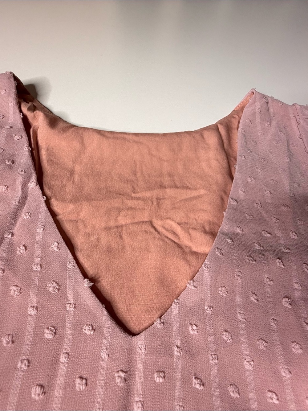 Women's Dusty Rose V-Neck Swiss Dot Top - 802 - Picture 4 of 8